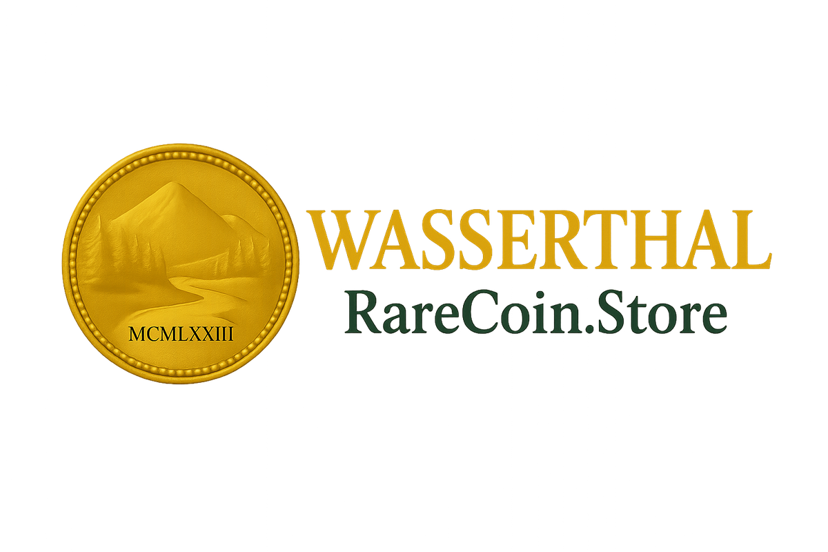 Wasserthal RareCoin.Store Logo – exklusiver Online-Shop für seltene Goldmünzen