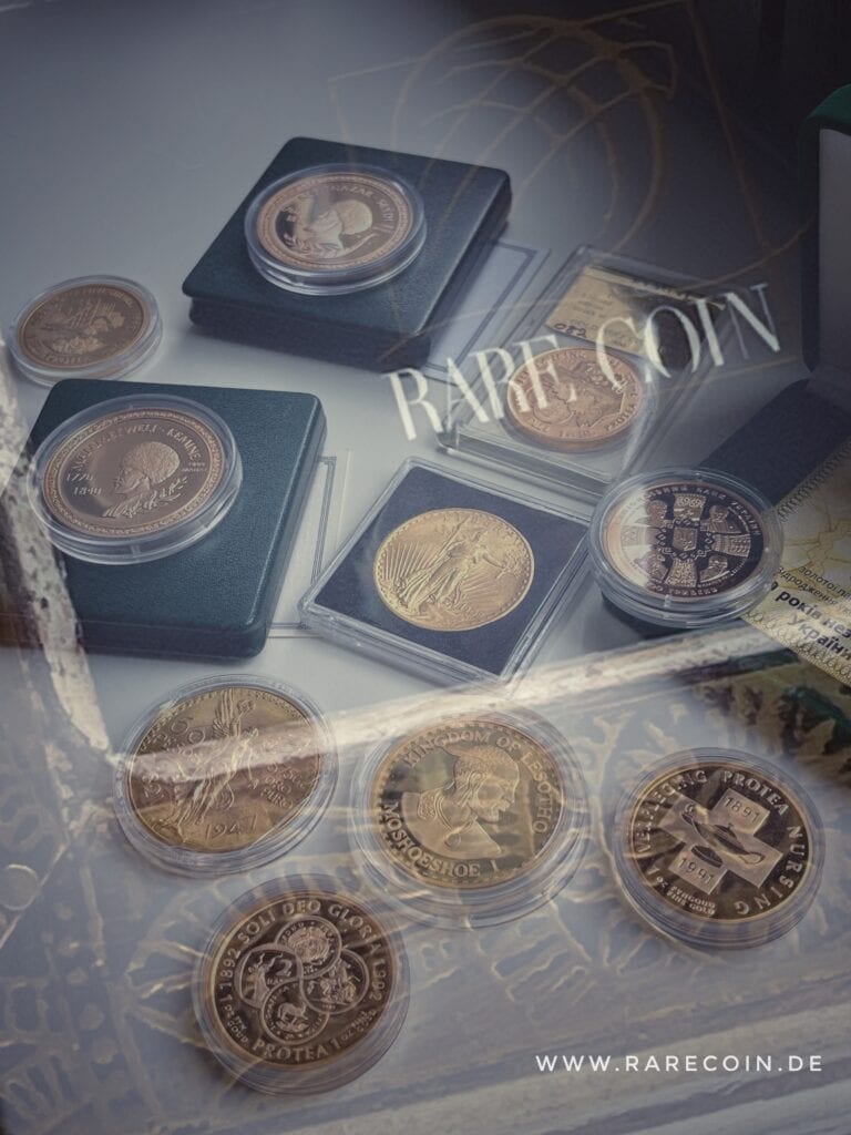 Collection of rare gold coins in capsules – RareCoin.Store