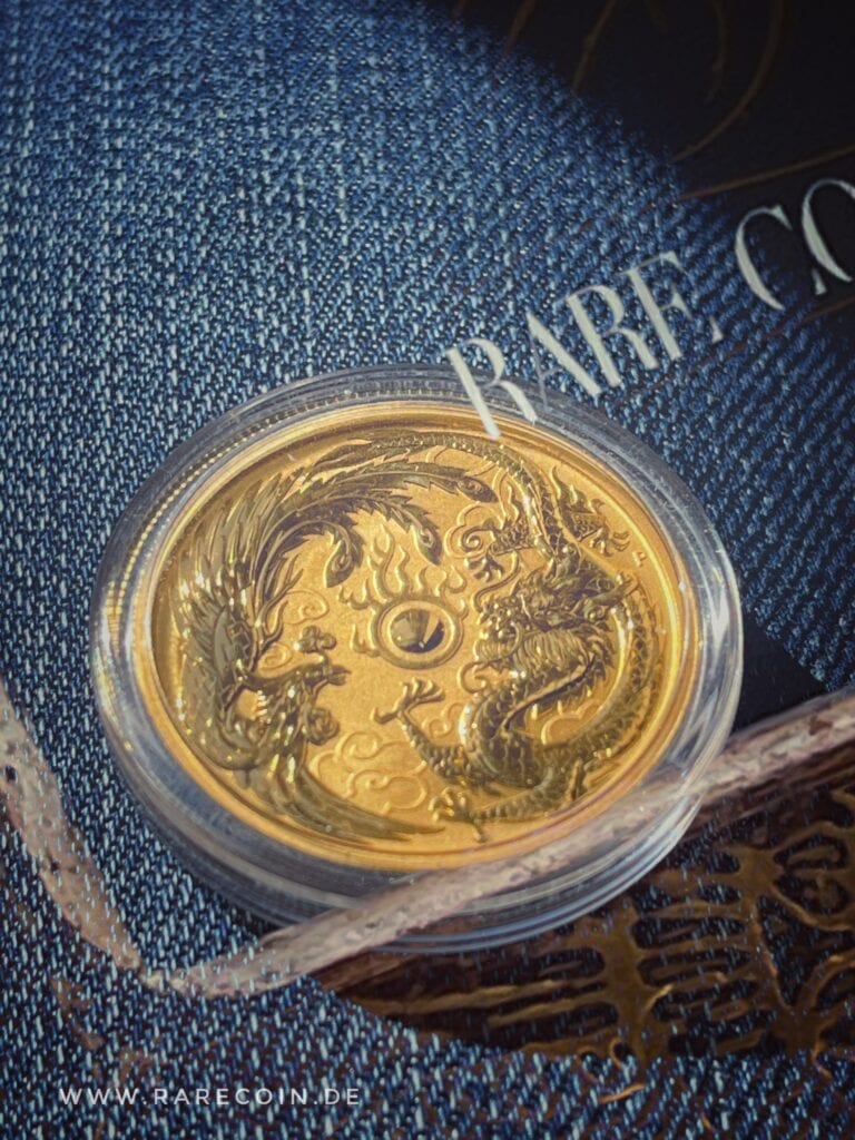 Moneda de oro Dragón y Fénix Perth Mint 2018 de 1 oz