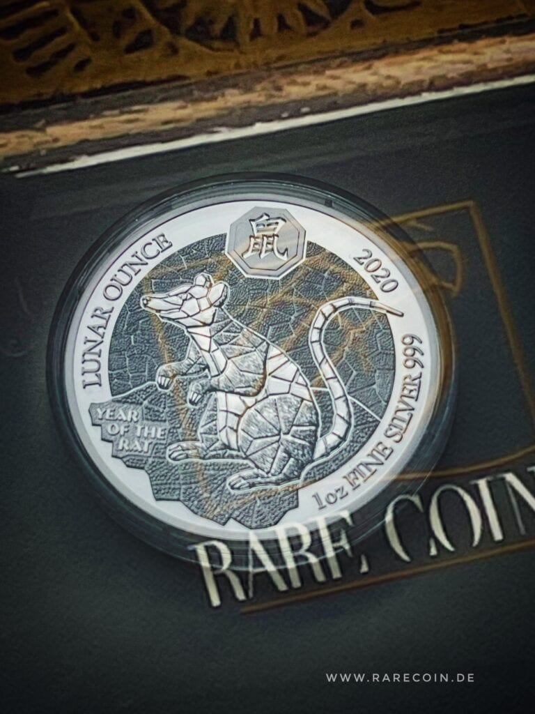 2020 Лунная серебряная монета 1 унция Крыса Мышь