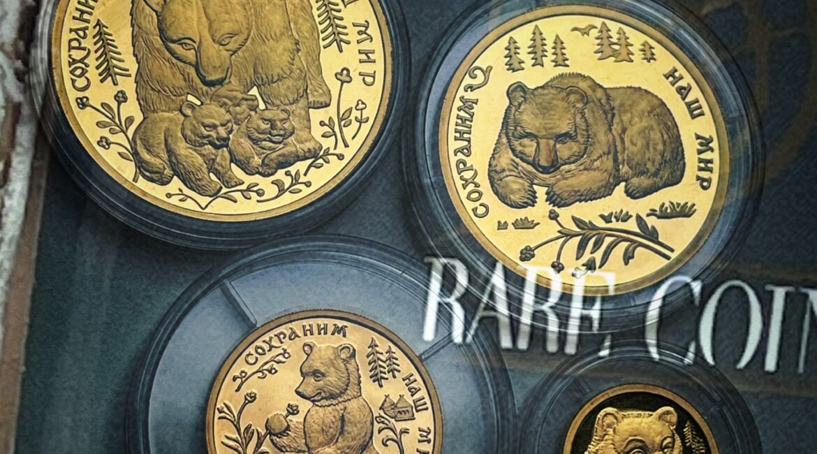 Juego de 4 osos de monedas de oro 1993 Rusia