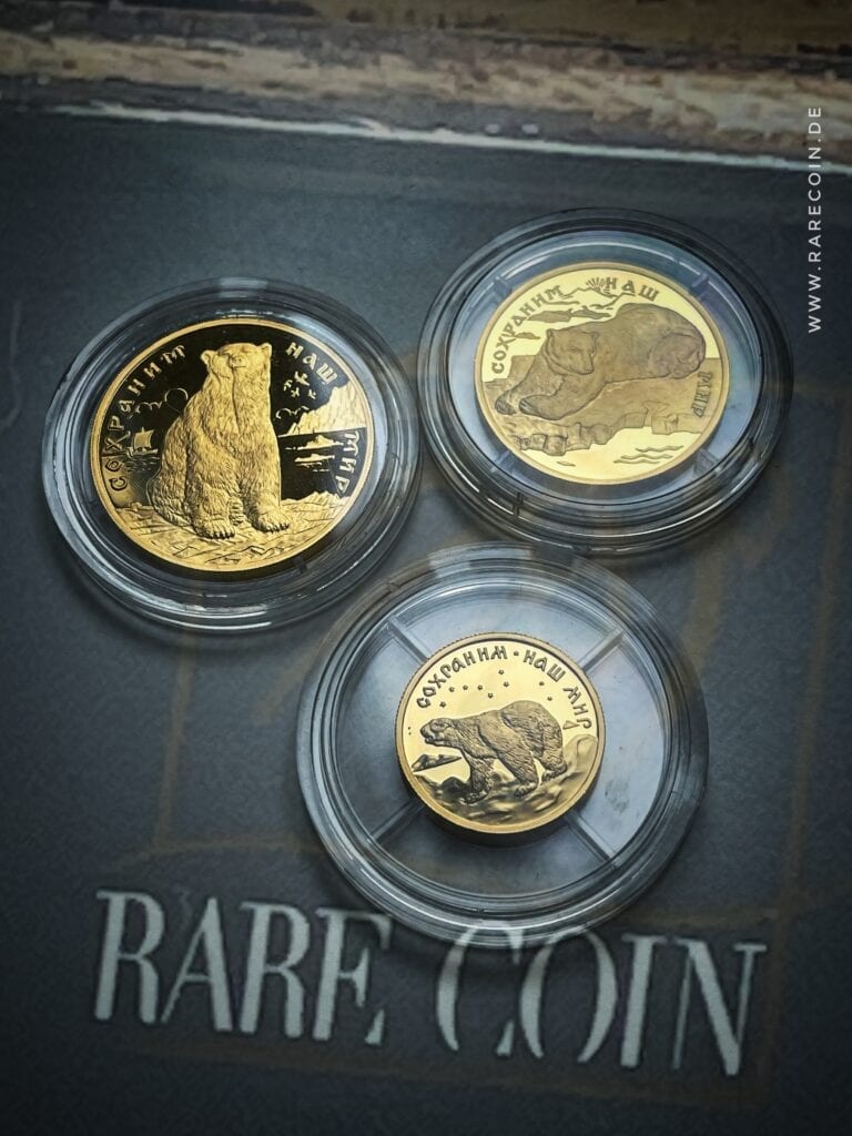 Gold coin polar bear set of 3 1997 Russia