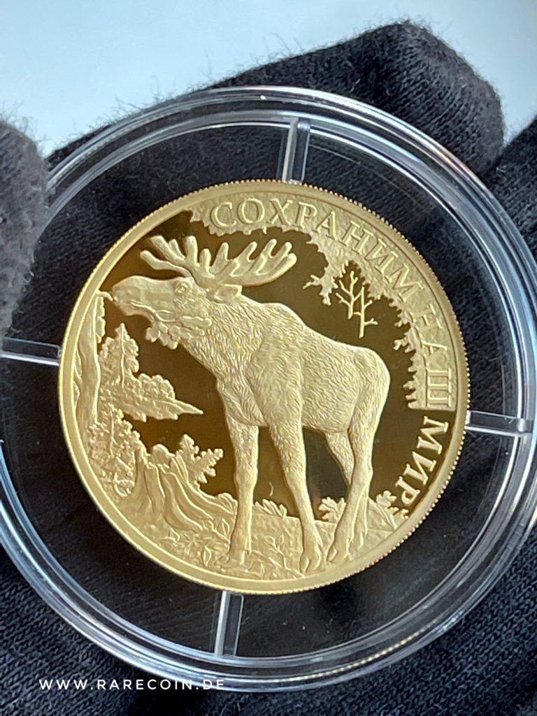 100 rubli 2015 moneta d'oro alce Russia