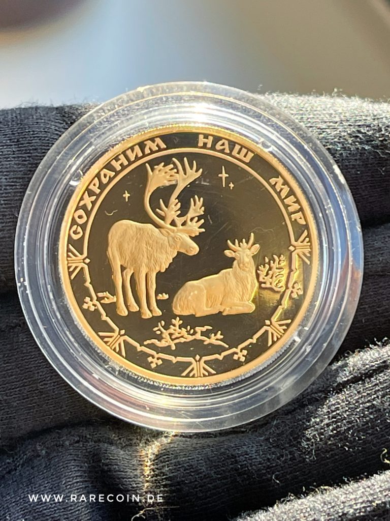 200 rubli 2004 renna Russia moneta d'oro