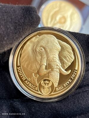 Moneda de oro de 1 onza con elefante de los Cinco Grandes de 2021