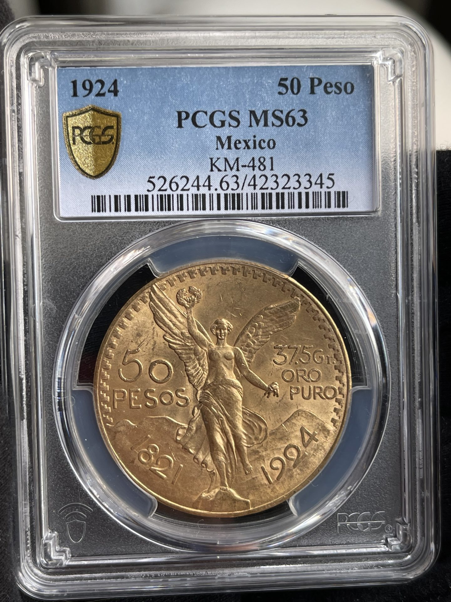 50 Pesos 1924 Centenario Gold