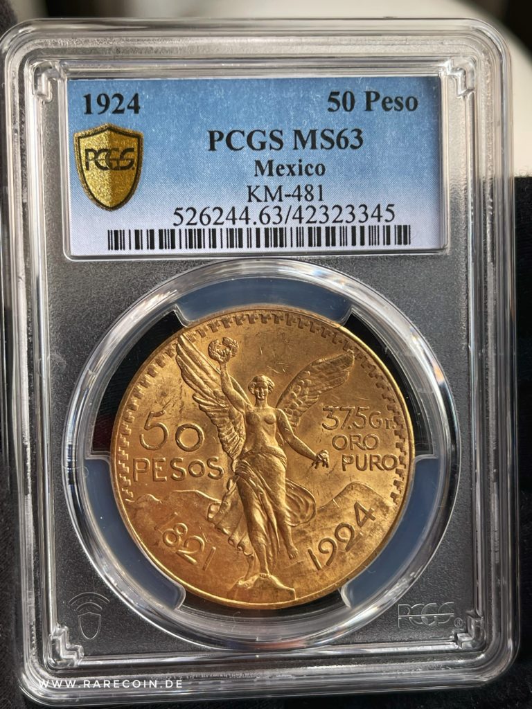 50 песо 1924 года золото Centenario
