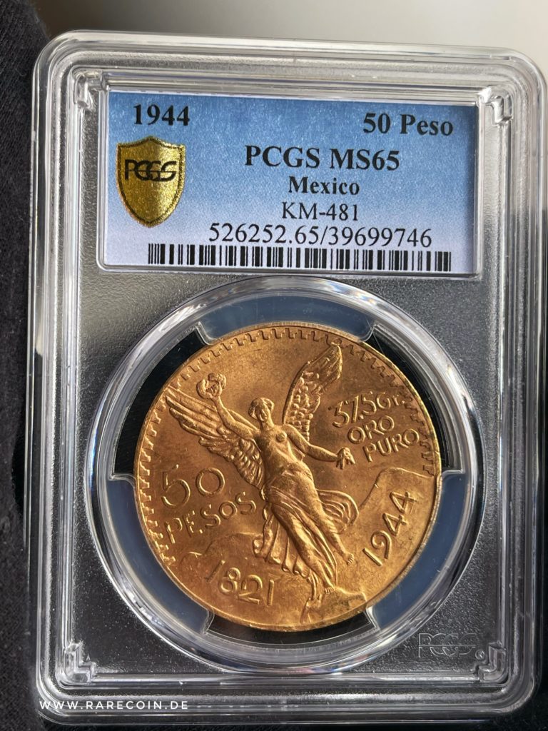 50 pesos 1944 centenario gold
