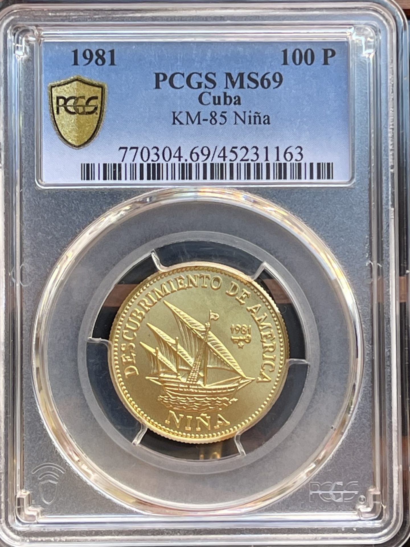 100 Pesos Cuba Nina 1981 PCGS MS69