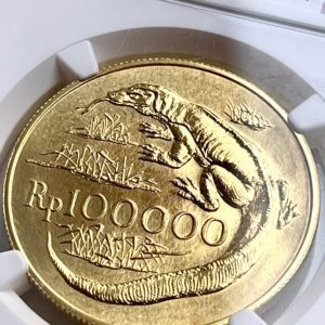 Indonesia – Komodo Dragon 100000 Rupiah 1974 NGC MS64