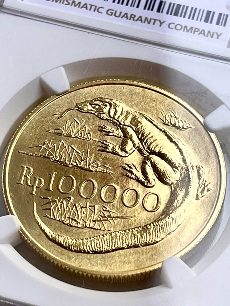 Indonésie – Komodo Dragon 100000 Rupiah 1974 NGC MS64
