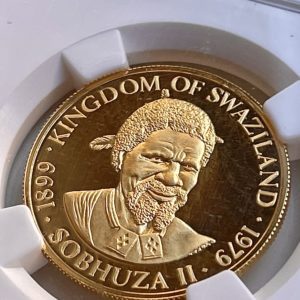Swaziland 1979 1 Lilangeni Gold Sobhuza II 80. Anniversary