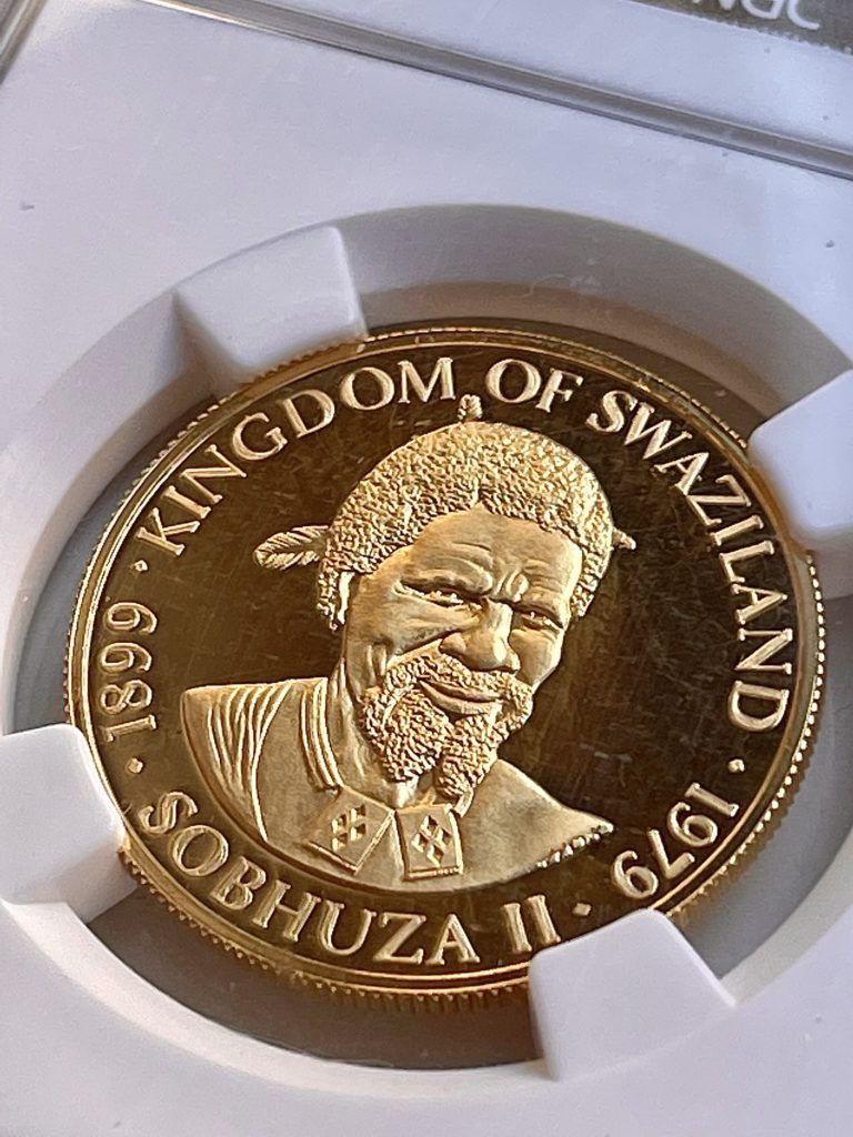 Swaziland 1979 1 Lilangeni Oro Sobhuza II 80° Anniversario
