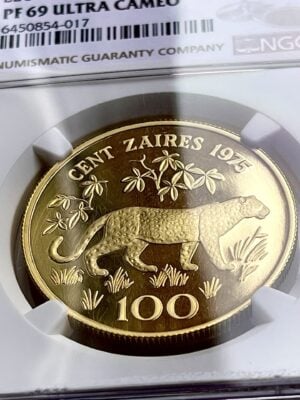 Zaire 1975 100 Zaire's Leopard NGC PF69 UCAM
