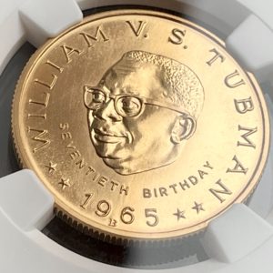 Liberia - $25 oro - 1965 B - Tubman - 70 cumpleaños - MGC MS68