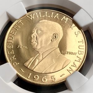 Libéria - 30 $ d'or - 1965 - Tubman - 70e anniversaire - MGC PF68 Ultra Cameo