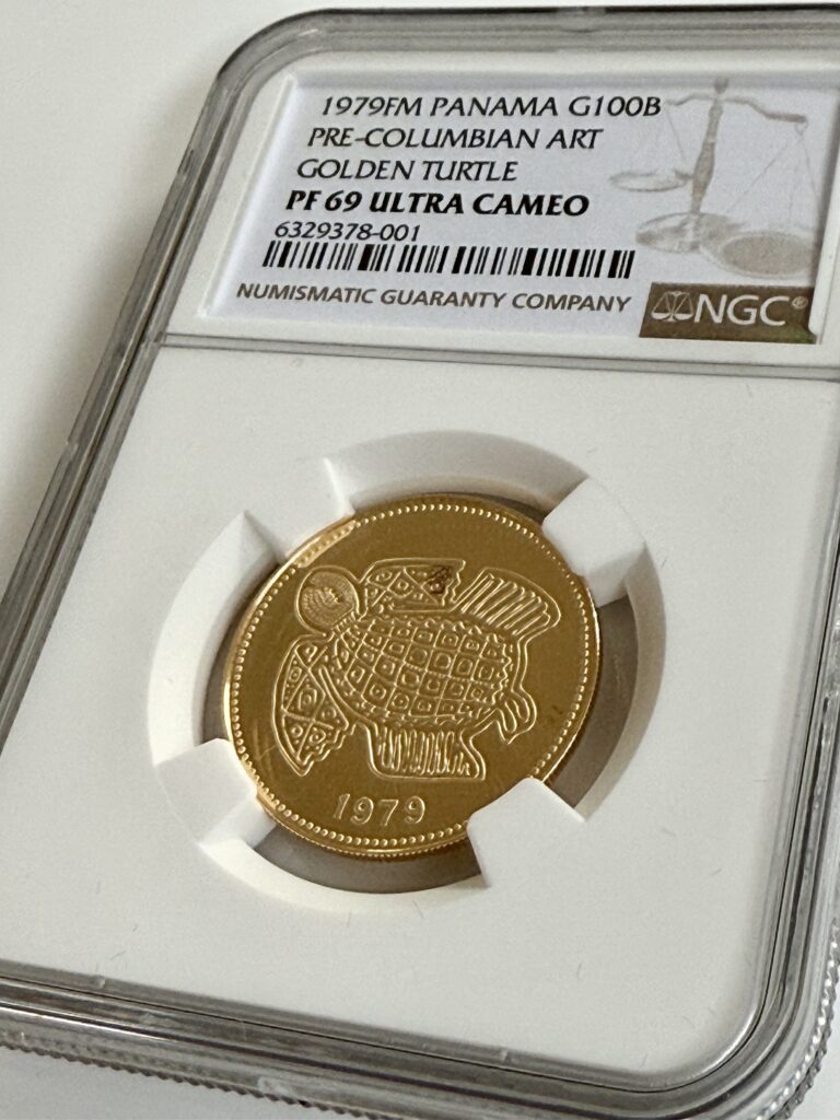 Panama 1979 100 Balboas Golden Turtle NGC PF69 UCAM