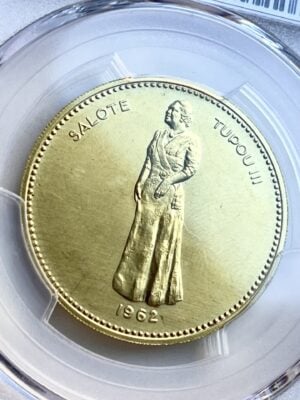 汤加 – 萨洛特·图普三世女王 – 1/2 库拉 – 1962 – PCGS MS67