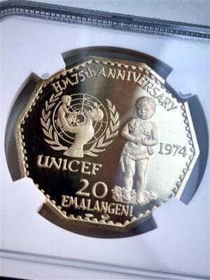 Swaziland/Eswatini - 1974 - 20 Emalangeni - Sobhuza II - NGC PF66