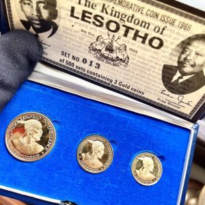 Lesotho 1966 indepence commemorative set 3 gold coins