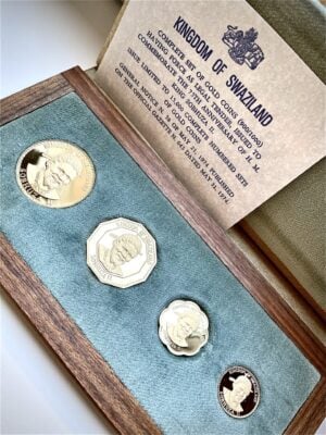 斯威士兰1974年国王索布扎二世75周年 4枚金币套装