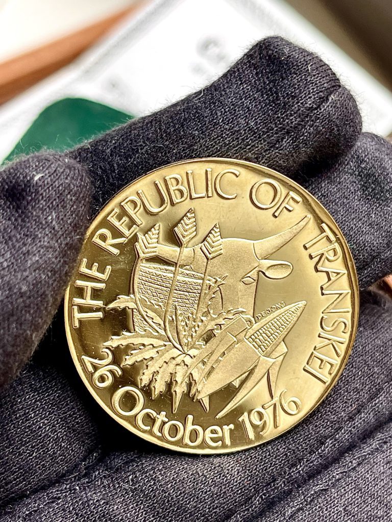 Prueba del medallón de oro de la independencia de Transkei 1976