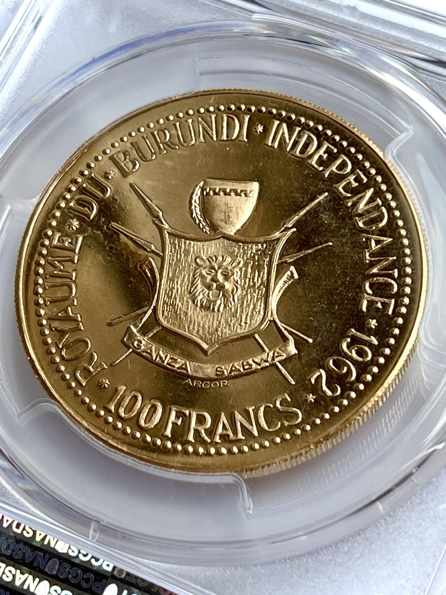 Burundi 1962 100 franchi indipendenza PCGS PR66 CAM