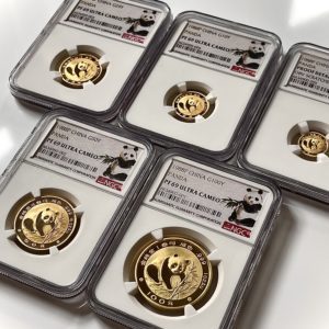Китайская панда 1988 г., набор из 5 золотых монет ngc pf69 ucam