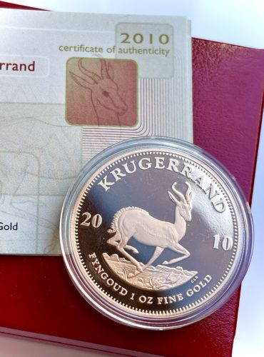 Krugerrand 2010 proof gold 1oz certificato di autenticità
