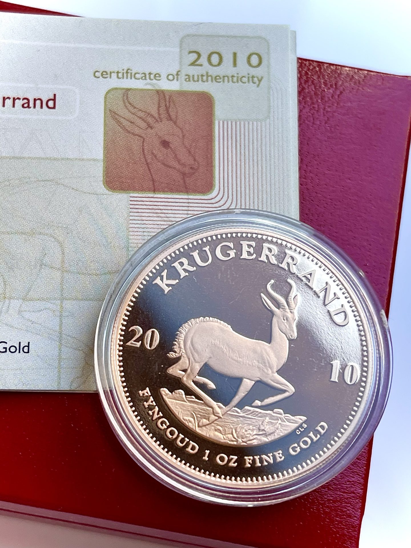 Krugerrand 2010 proof gold 1oz COA