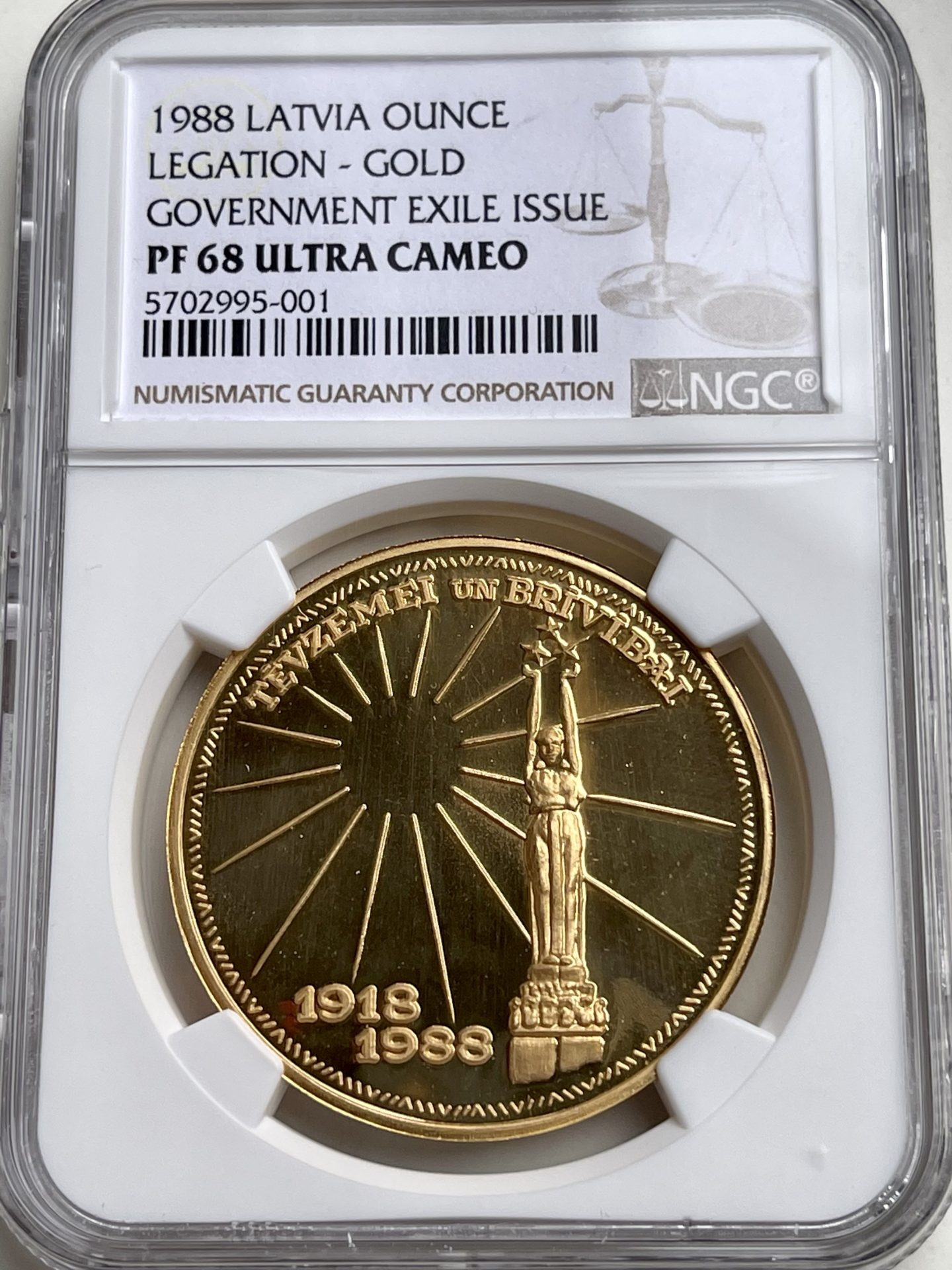 Latvia 1988 exile 70 years independence ngc pf68 ultra cameo