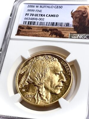 Moneta d'oro americana Buffalo 2006 proof 1 oz NGC PF70 ultra-cameo