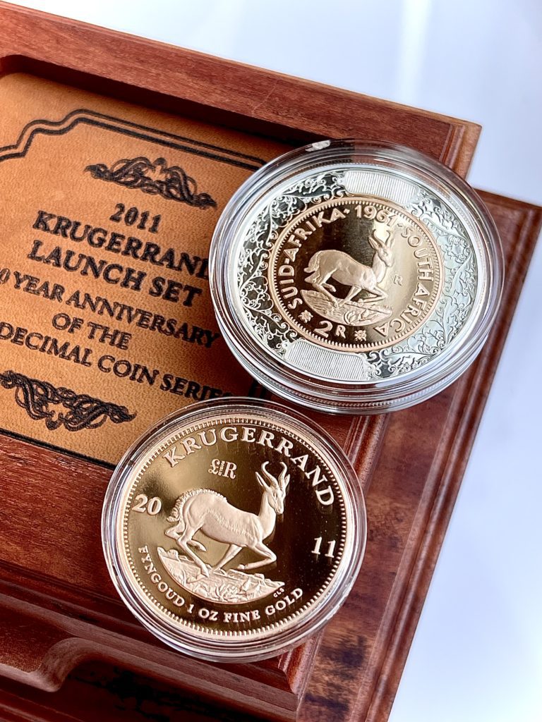 Krugerrand Sudafrica 2011 Marchio di zecca Serie di monete decimali dei 50 anni