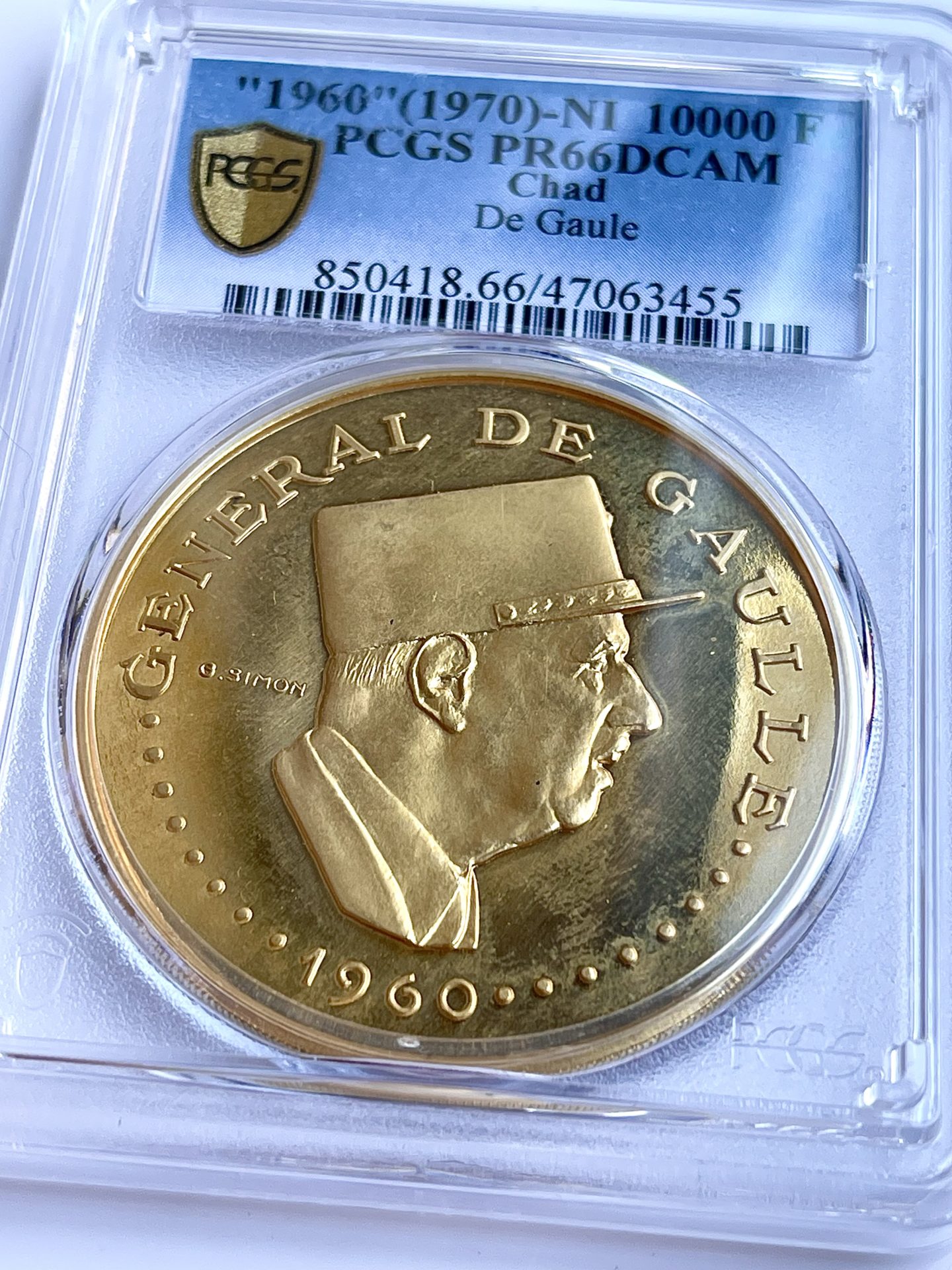 Chad independence anniversary 1960 10000 francs PCGS PR66 DCAM