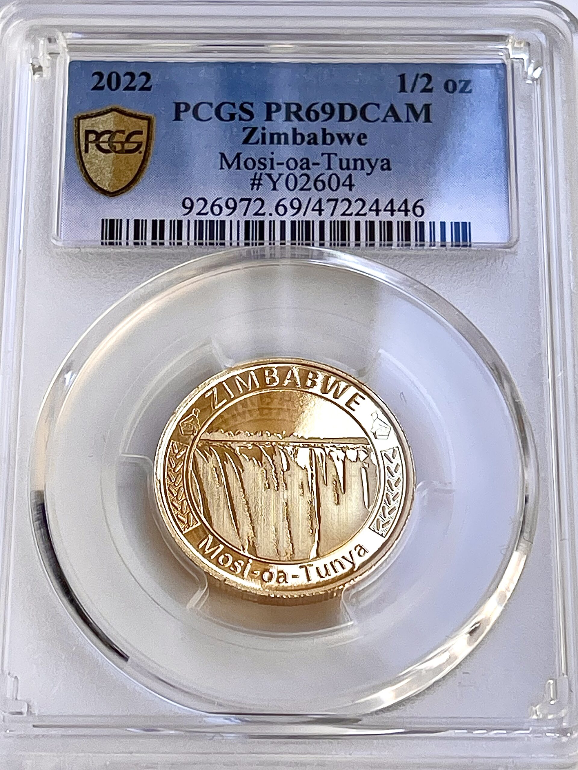 Zimbabwe 2022 1-2 oz Gold Proof PCGS PR69 DCAM