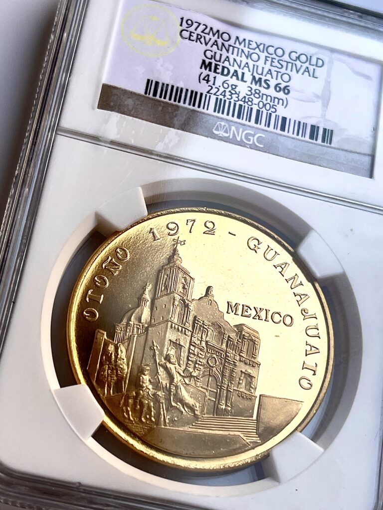 Mexique Guanajuato Cervantino Festival Médaille d'or 1972 NGC MS66