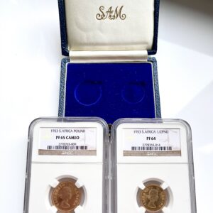South Africa 1953 Queen Elizabeth II Pound Half Pound Twin Set Proof Gold