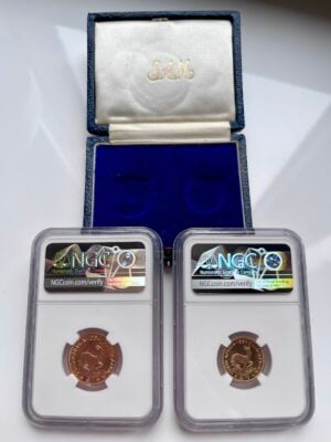 south-africa-1954-queen-elizabeth-ii-pound-half-pound-twin-set-proof-gold_2 South Africa 1954 Queen Elizabeth II Pound Half Pound Twin Set Proof Gold