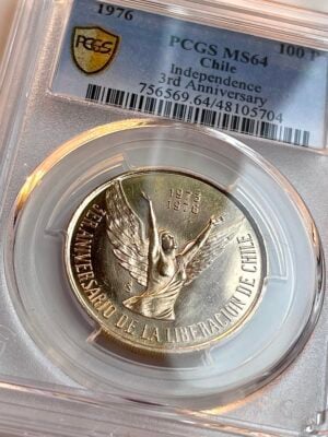 Chile 1976 100 Pesos new government anniversary PCGS MS64