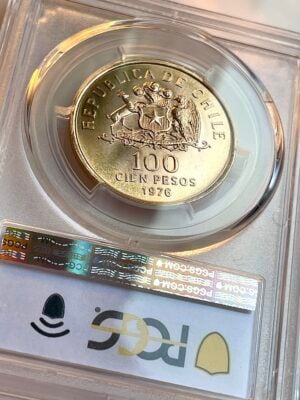 chile-1976-100-pesos-new-government-anniversary-pcgs-ms64_2 Chile 1976 100 Pesos new government anniversary PCGS MS64