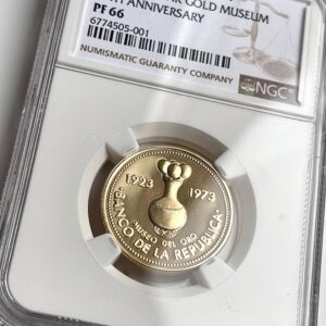 Колумбия 1500 песо, золото музея центрального банка Боготы NGC PF66