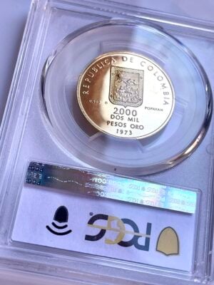 哥伦比亚-1973-2000-比索-100-生日-吉列尔莫-瓦伦西亚-PCGS-PR67-cam_2 哥伦比亚 1973 2000比索 100岁生日 吉列尔莫·瓦伦西亚 PCGS PR67 CAM