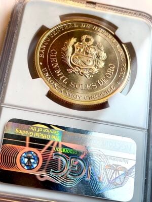 秘鲁-安德烈斯-卡塞雷斯-100000-索尔斯-金-1979-NGC-ms68_2 秘鲁 安德烈斯·卡塞雷斯 100000 鞋底金 1979 NGC MS68