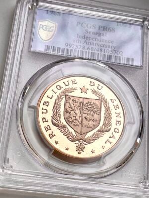 Senegal 1968 100 francs 8 Jahre Unabhaengigkeit PCGS PR68
