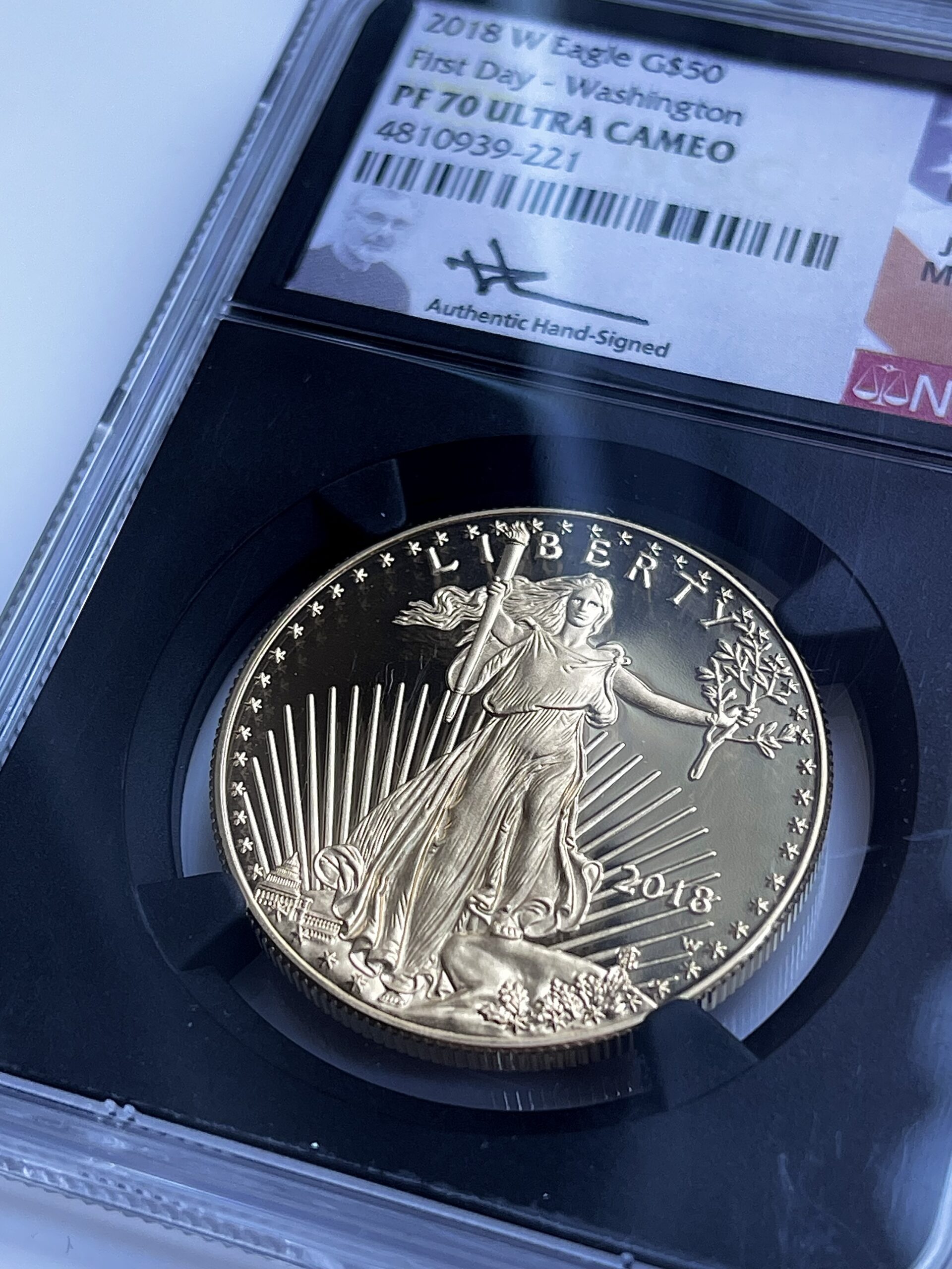 USA American Eagle 2018 50 US dollar first day Washington NGC PF70 UCAM