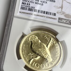 Venezuela 1975 1000 Bolivares cock of the rock smooth wings NGC MS63