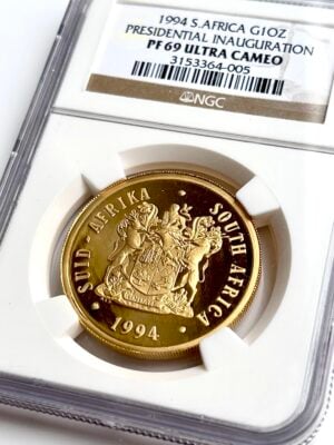 1994 Inauguration of Nelson Mandela 1oz Proof Gold NGC PF69 UCAM
