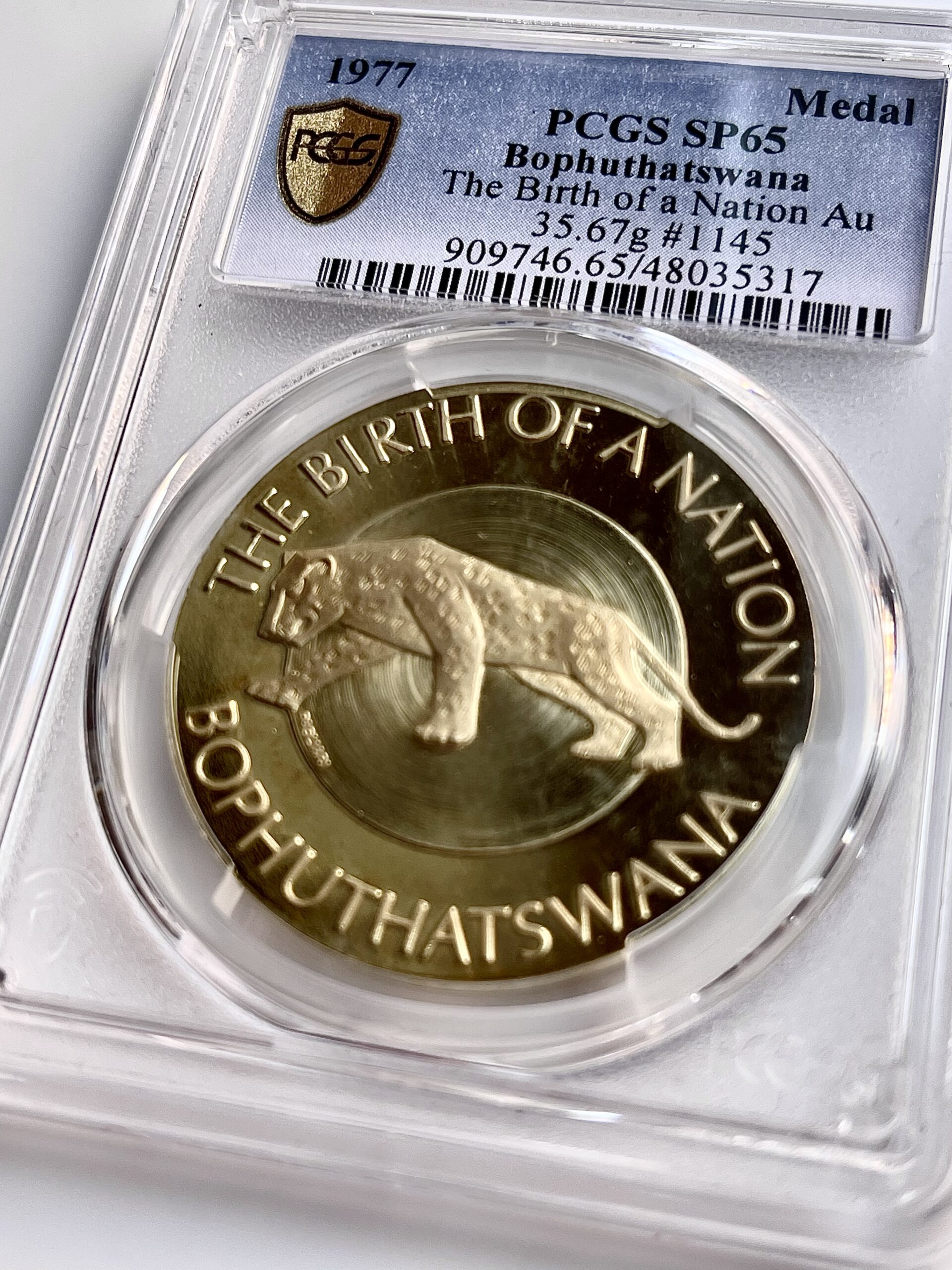 Bophuthatswana 1977 the birth of a nation-Gold Medaillon PCGS SP65