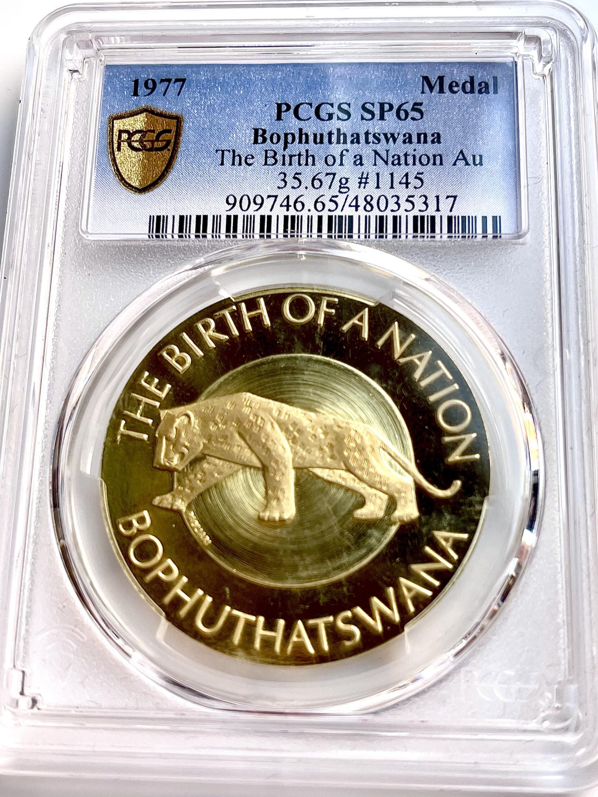 Bophuthatswana 1977 the birth of a nation-Gold Medaillon PCGS SP65