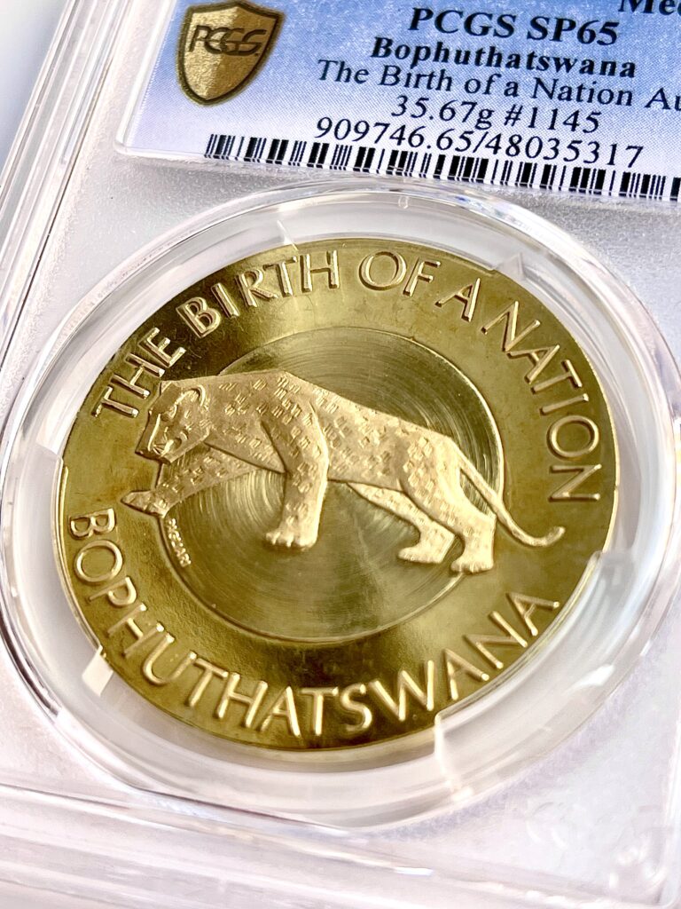 Bophuthatswana 1977 el nacimiento de una nación: Medallón de oro PCGS SP65